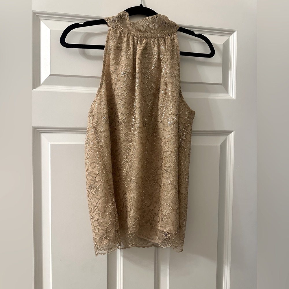 Gold lace blouse- New w/ Tags